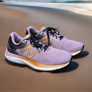New Balance Fresh Foam 680 V7 Purple/Black/Orange Women's Running Shoes Size 11B